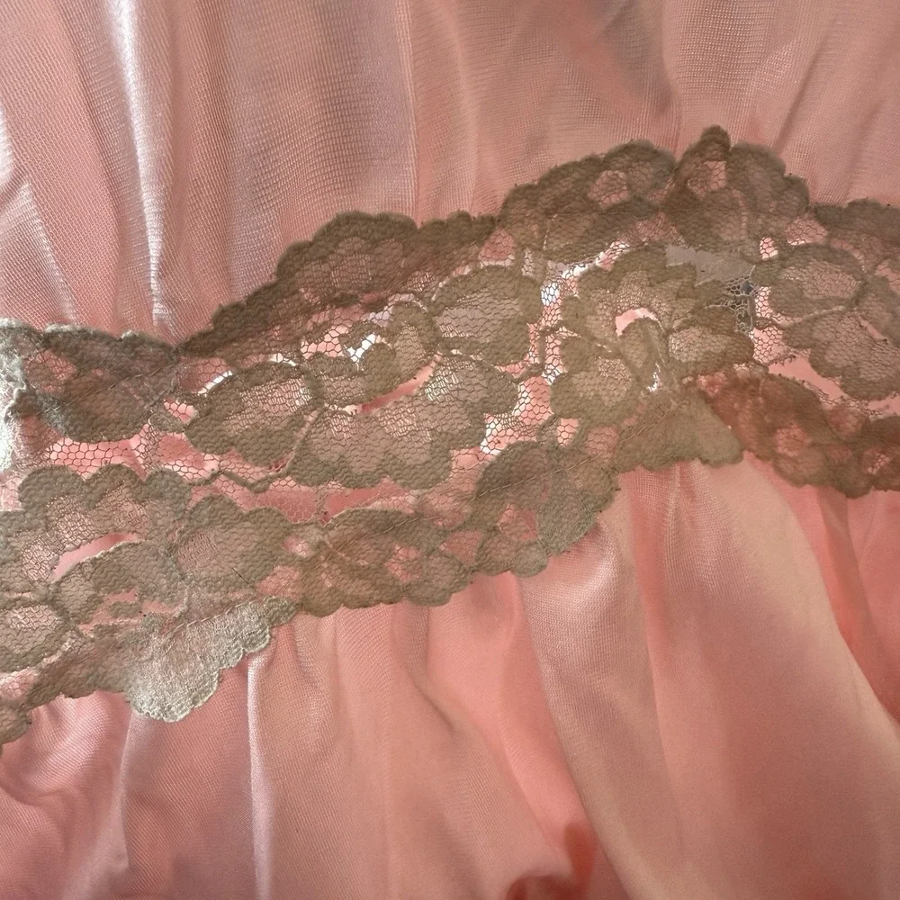 Vintage Womens 3X Undercover Wear Long Nightgown Pink Peek A Boo‎ Band Sexy USA